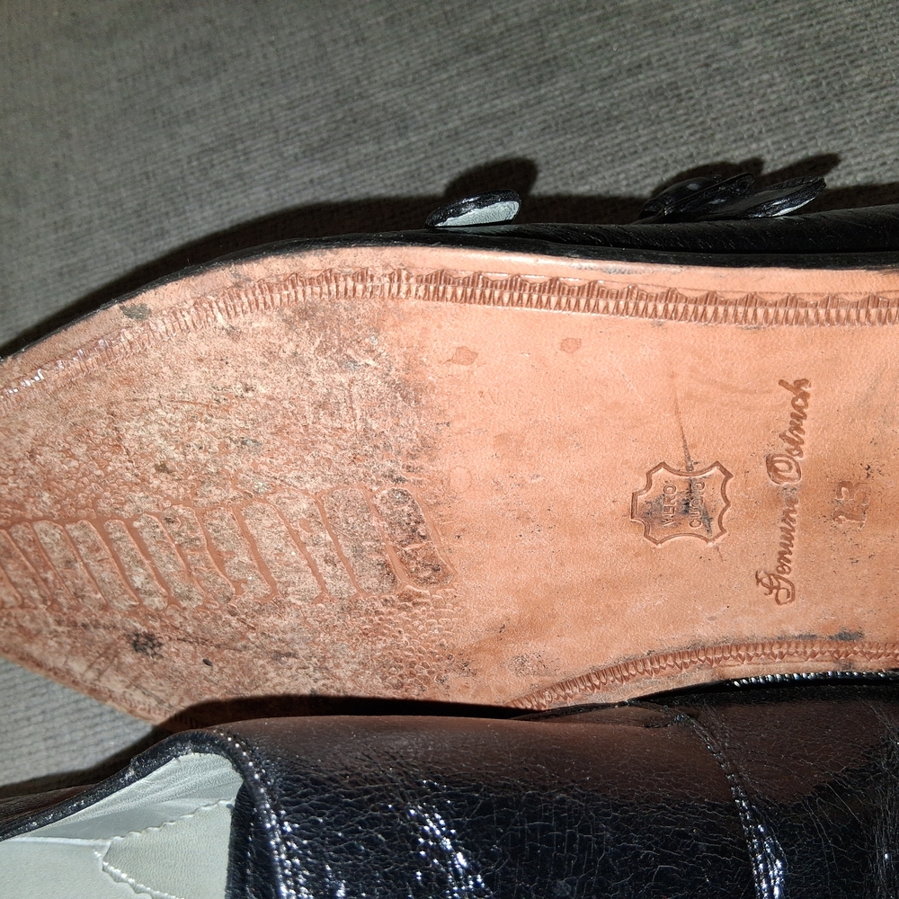 Genuine Black Leather Ostrich Dlb Shoes - Picture 4 of 5